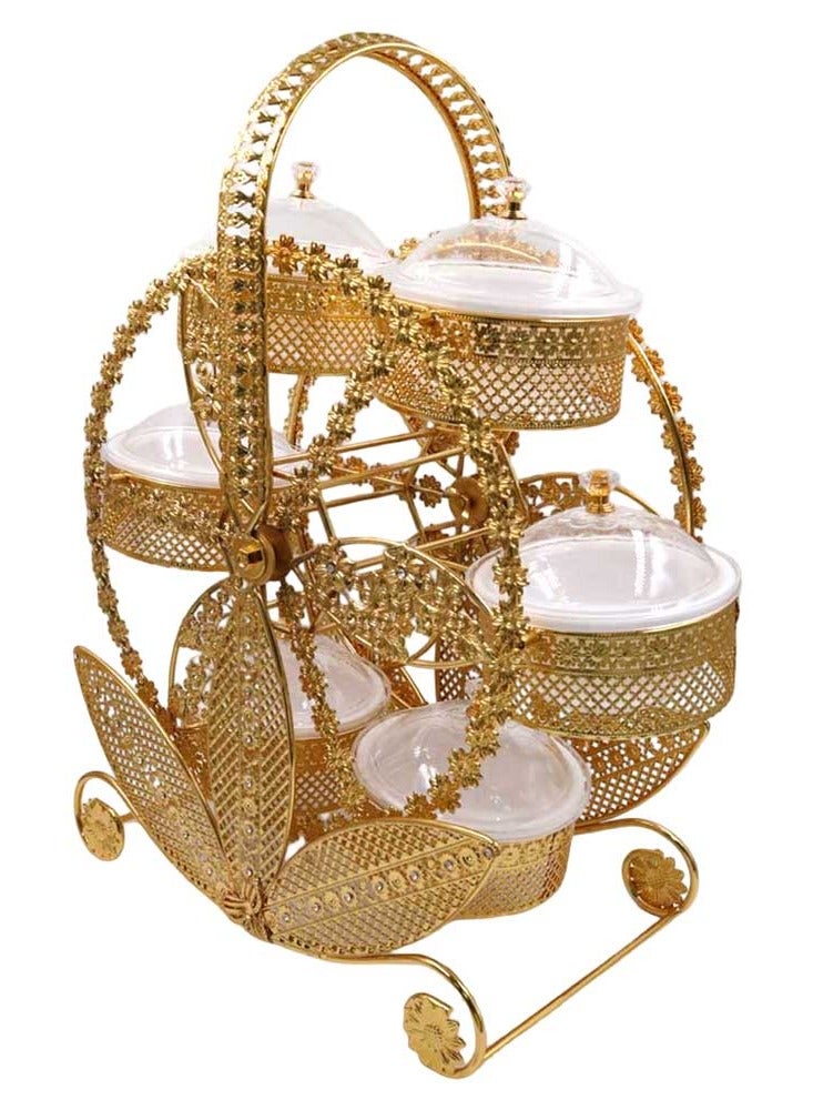 Luxury Gold-Plated Fruit & Snack Serving Tray Elegant Multi-Compartment Dessert & Appetizer Stand - Image 2